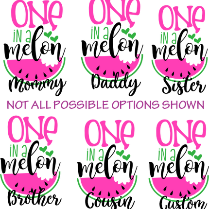 (s004-2K) Pink Watermelon One in a Melon Family Custom Text