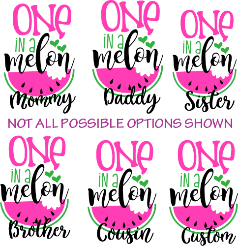 (s004-2K) Pink Watermelon One in a Melon Family Custom Text