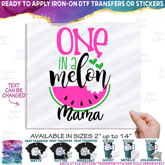 (s004-2K) Pink Watermelon One in a Melon Family Custom Text