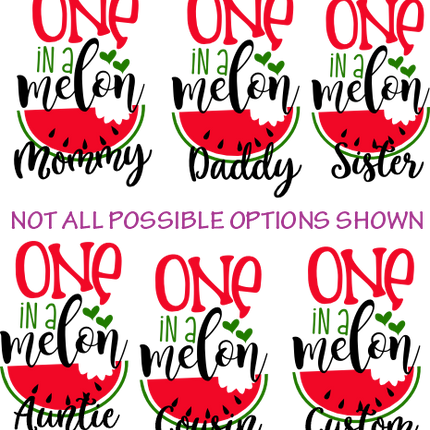 (s004-2J) Red Watermelon One in a Melon Family Custom Text