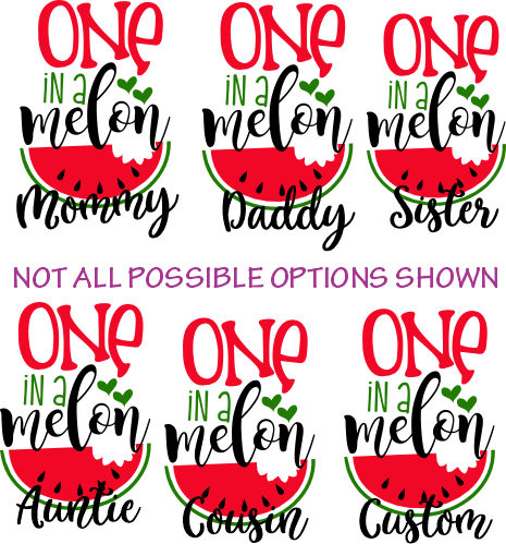 (s004-2J) Red Watermelon One in a Melon Family Custom Text