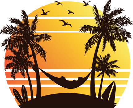 (040-02-D) Retro Sunset Palm Trees