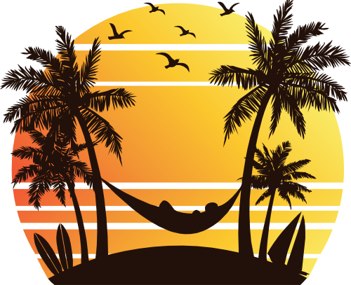 (040-02-D) Retro Sunset Palm Trees