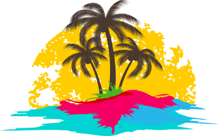 (040-02-N) Retro Sunset Palm Trees