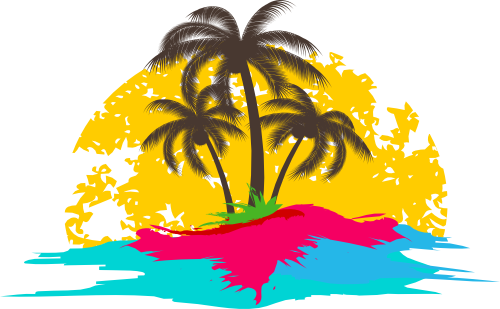 (040-02-N) Retro Sunset Palm Trees