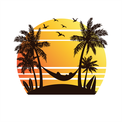 (040-02-D) Palm Tree Retro Sunset