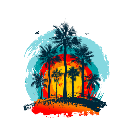 (040-02-E) Palm Tree Retro Sunset
