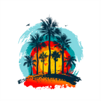(040-02-E) Palm Tree Retro Sunset