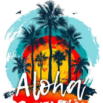 (040-02-E) Palm Tree Retro Sunset