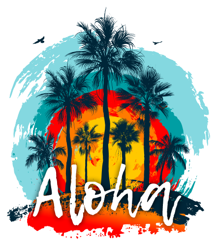 (040-02-E) Palm Tree Retro Sunset