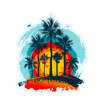 (040-02-E) Palm Tree Retro Sunset
