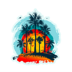 (040-02-E) Palm Tree Retro Sunset