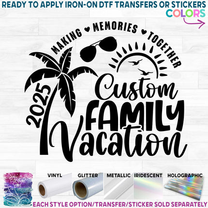(040-02-G) Palm Tree Custom Family Vacation Trip Customize with Name or Location