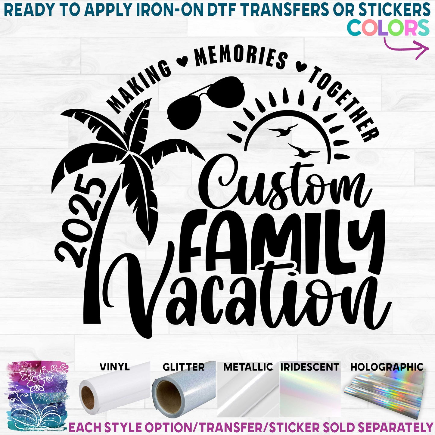 (s040-2G) Palm Tree Custom Family Vacation Trip Customize with Name or Location