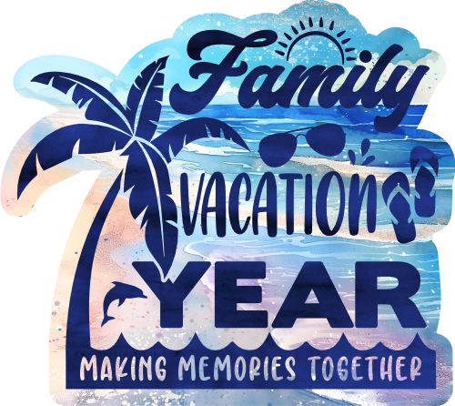 (s040-2H) Palm Tree Family Vacation Beach Year