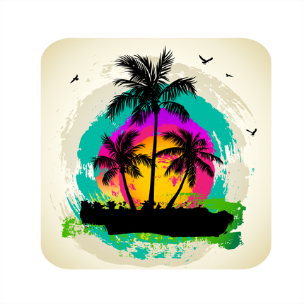 (040-02-F) Palm Tree Retro Sunset