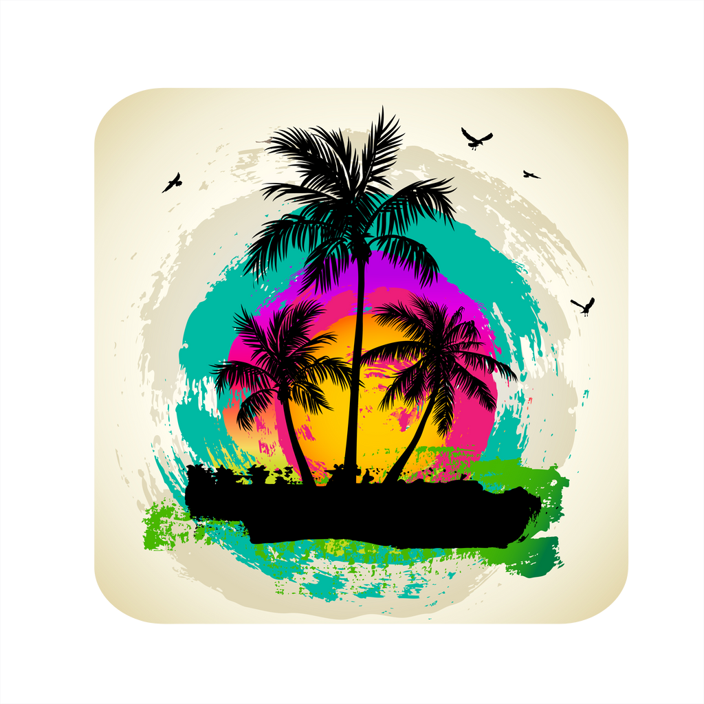 (040-02-F) Palm Tree Retro Sunset