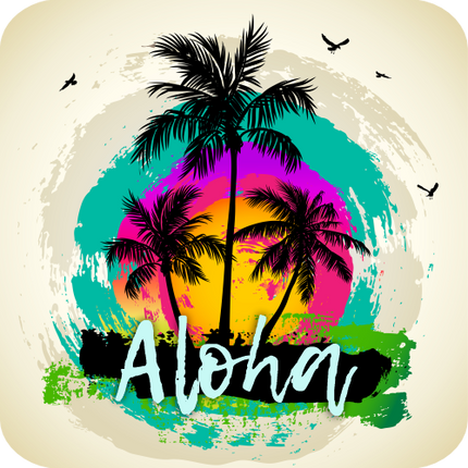 (040-02-F) Palm Tree Retro Sunset