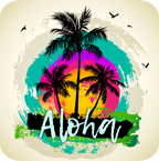 (040-02-F) Palm Tree Retro Sunset