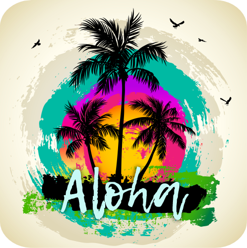 (040-02-F) Palm Tree Retro Sunset