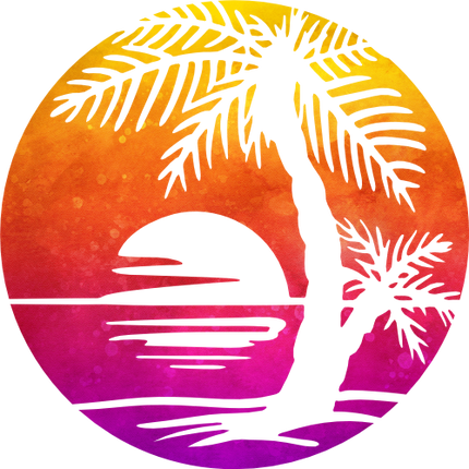 (040-01K) Palm Tree Sunset Summer Vacation