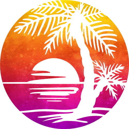 (040-01K) Palm Tree Sunset Summer Vacation