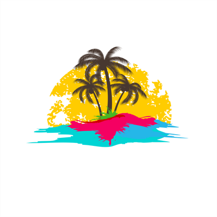 (040-02-C) Palm Tree Retro Sunset Hawaii Florida Bahamas Custom Text
