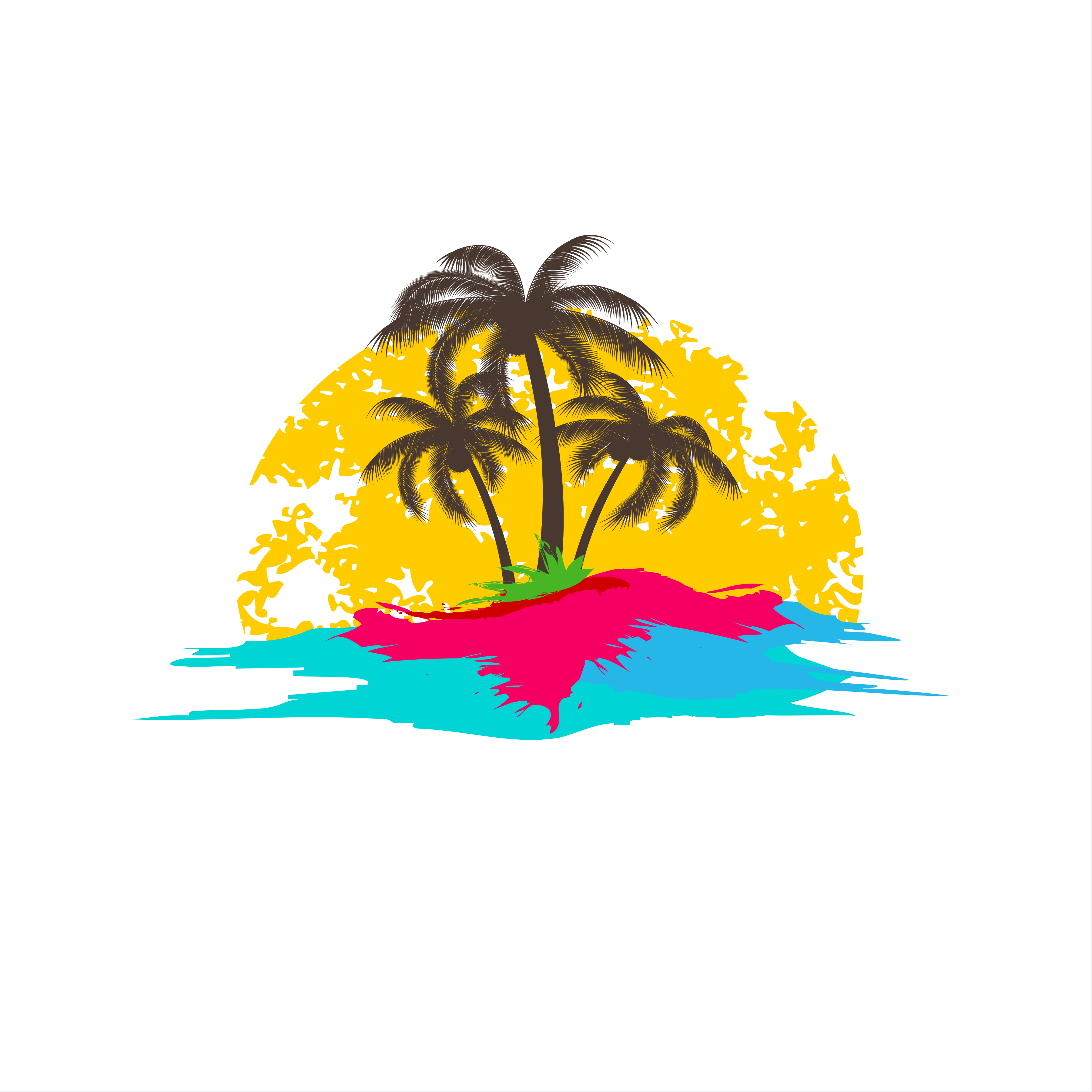 (040-02-C) Palm Tree Retro Sunset Hawaii Florida Bahamas Custom Text