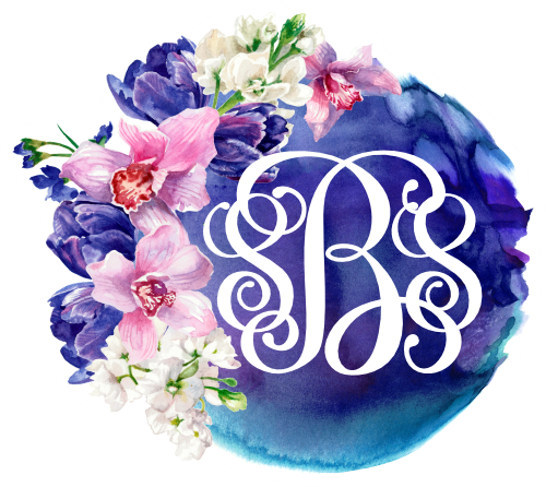 (401-A) Watercolor Floral Flowers Monogram Custom Text