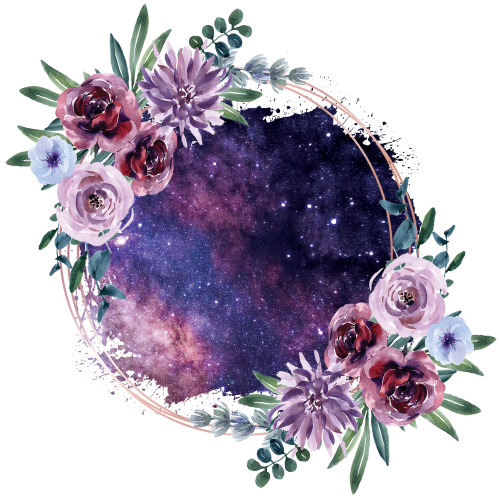 (401-E) Watercolor Purple Floral Flowers Galaxy Monogram Custom Text