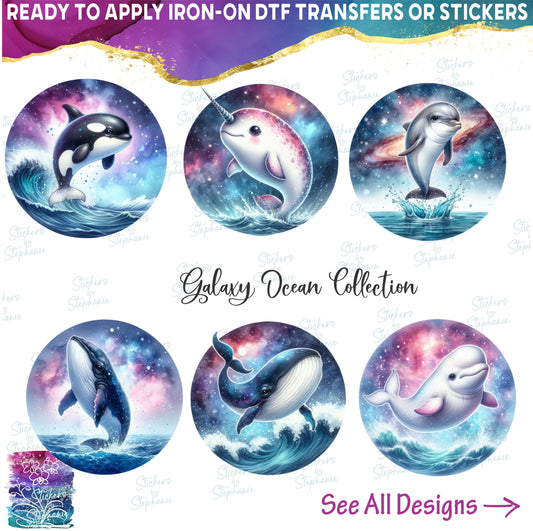 (s403) Galaxy Ocean Animals Orca Killer Whale Dolphin Narwhal