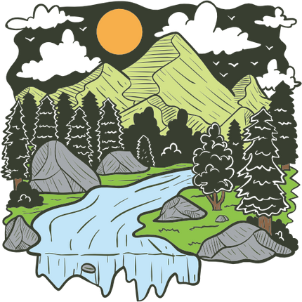 (405-1) Mountains, Lake, River, Desert, Beach Landscape