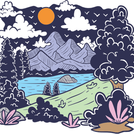 (405-1) Mountains, Lake, River, Desert, Beach Landscape