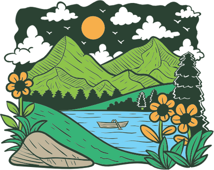 (405-1) Mountains, Lake, River, Desert, Beach Landscape