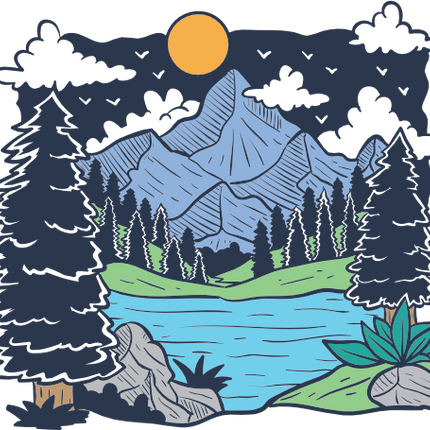 (405-1) Mountains, Lake, River, Desert, Beach Landscape