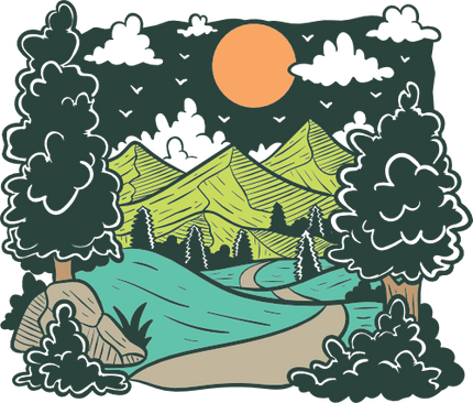 (405-1) Mountains, Lake, River, Desert, Beach Landscape