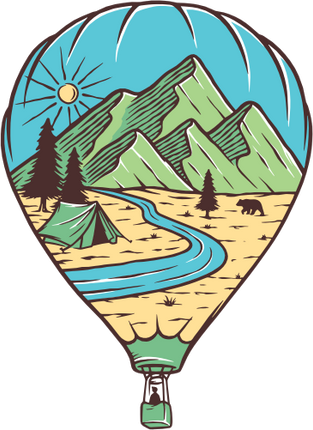 (405-2G) Tent Hot Air Balloon Landscape