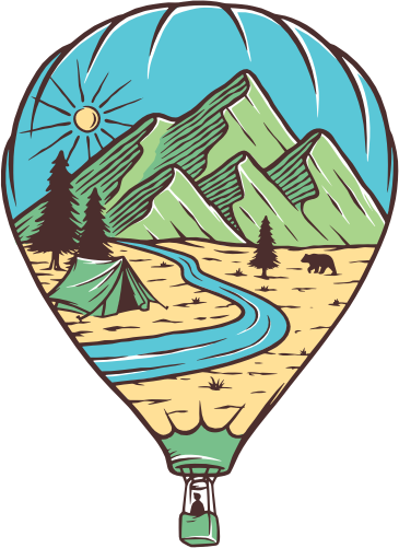 (405-2G) Tent Hot Air Balloon Landscape