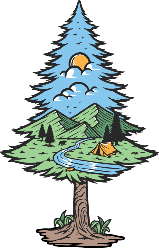 (405-2H) Tent Tree Landscape