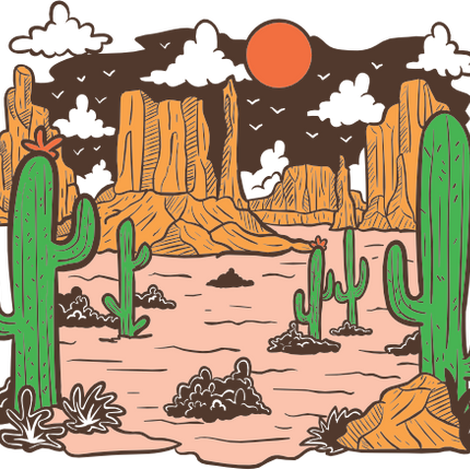 (405-1) Mountains, Lake, River, Desert, Beach Landscape