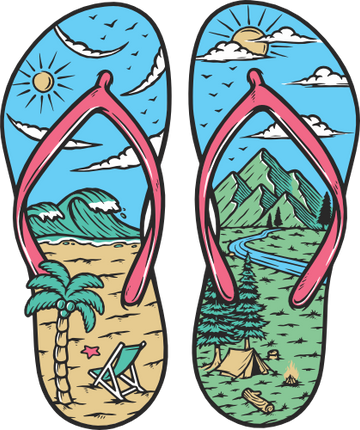 (405-1M) Flip Flops Beach Camping Landscape