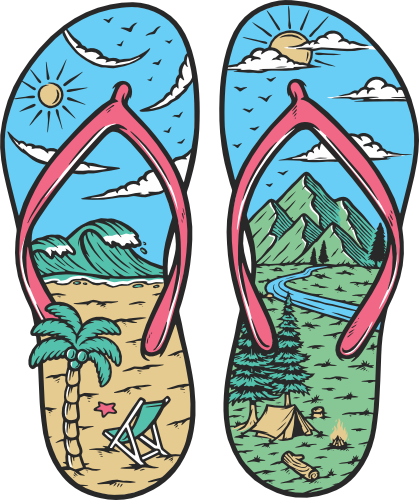 (405-1M) Flip Flops Beach Camping Landscape