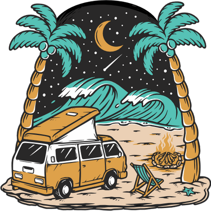 (405-1O) Camper Van Beach Landscape