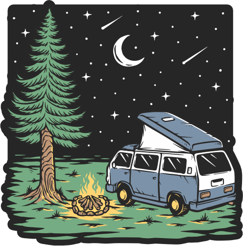 (405-1Q) Camper Van Landscape