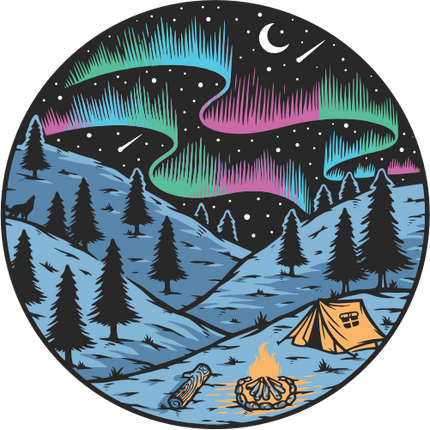 (405-1R) Tent Northern Lights Landscape