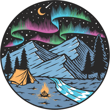 (405-1S) Tent Northern Lights Landscape