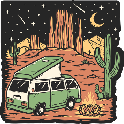 (405-1U) Camper Van Desert Landscape