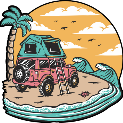 (405-1X) Camper Beach Landscape