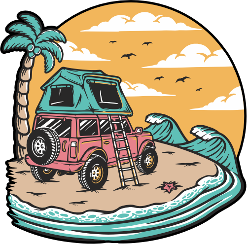(405-1X) Camper Beach Landscape