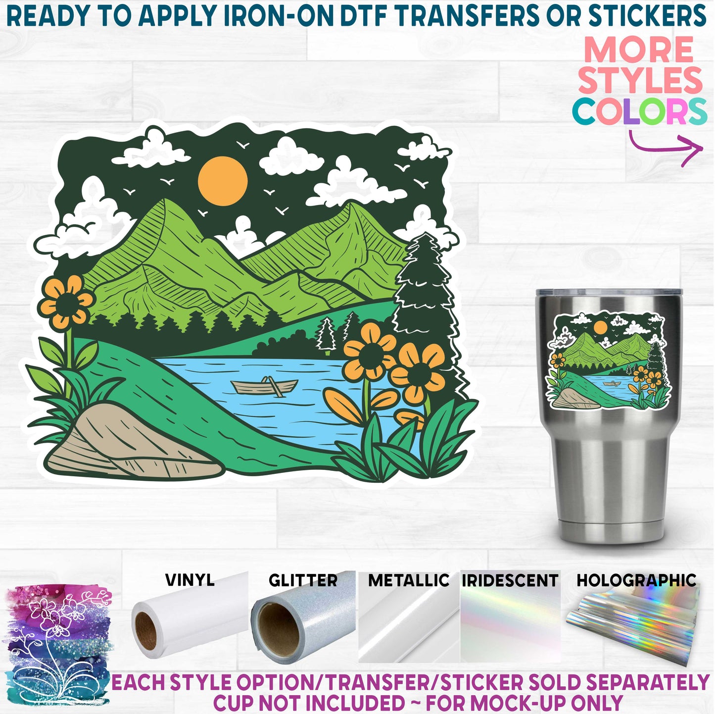 (s405) Landscapes Mountains b Outdoors Printed Heat Transfer or Sticker